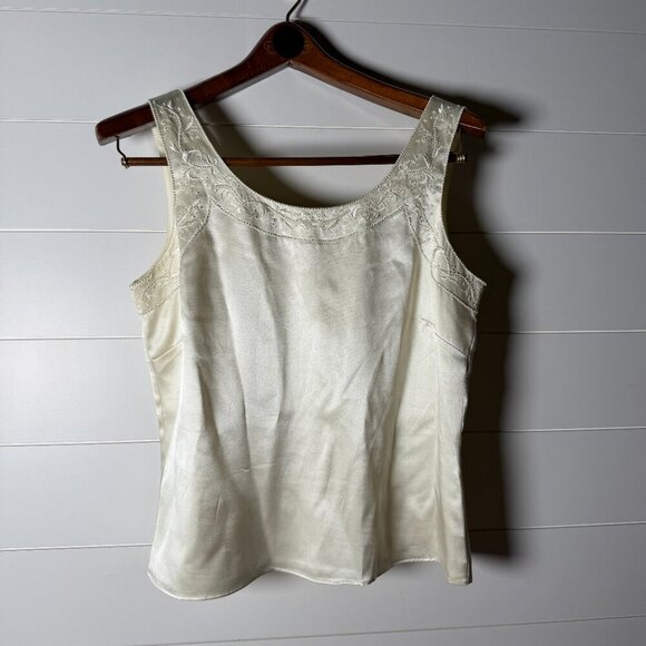 Ann Taylor Silk Ivory w/ Embellishments Shantung Jacket Sz 12/Tank Sz 10 Set - Picture 13 of 14